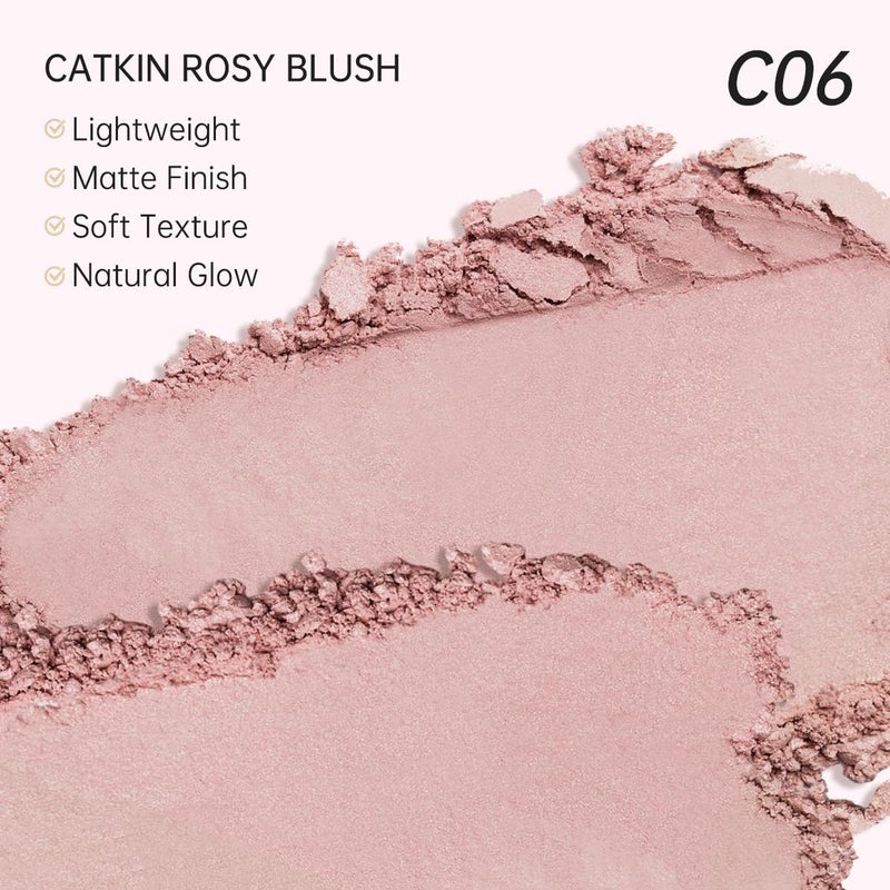 CATKIN Cheek Powder Blush Baked Pink Makeup Blusher Creamy Light Weight Natural Finish 10g (C06 Misty Rain) - Image 3