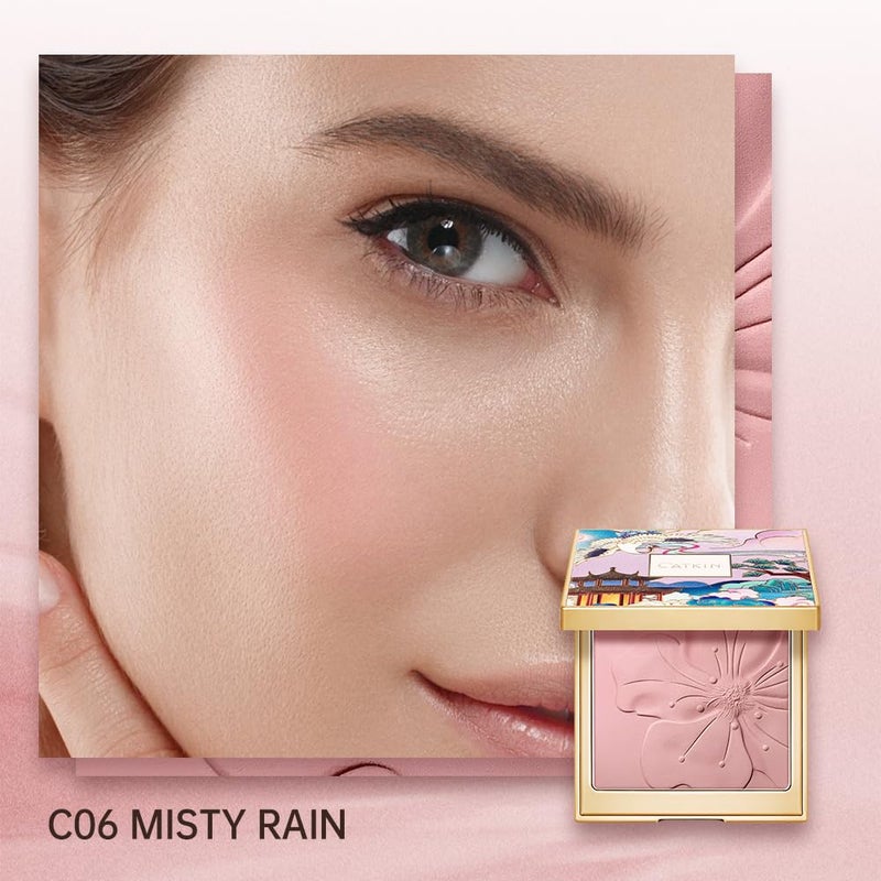 CATKIN Cheek Powder Blush Baked Pink Makeup Blusher Creamy Light Weight Natural Finish 10g (C06 Misty Rain) - Image 4