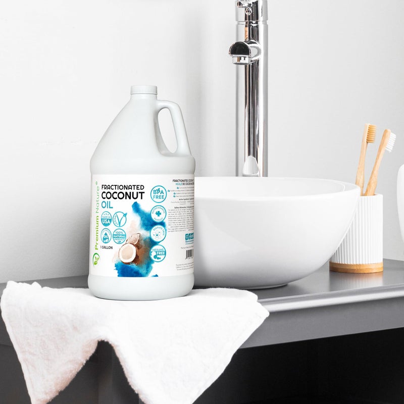 Premium Nature Fractionated Coconut Oil for Massage Cold Pressed Best Carrier for Essential Oils Mixing for Women Dry Skin Moisturizer for Body and Hair 1 Gallon Bottle Bulk Size - Image 4