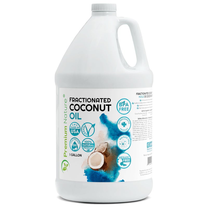 Premium Nature Fractionated Coconut Oil for Massage Cold Pressed Best Carrier for Essential Oils Mixing for Women Dry Skin Moisturizer for Body and Hair 1 Gallon Bottle Bulk Size - Image 1