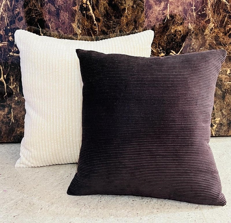 Guffaw / Corduroy/Stripped/Luxury 340 TC Cushion Covers Standard Size 16"X16" Inches (Dark Brown, 5) - Image 4