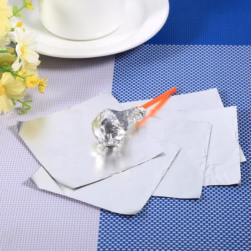 CAKE DECOR Aluminum Cut Foil Chocolate Wrapper Silver 8cm x 8cm 315 x 315 inches 200pcs Perfect for Candy Dessert Wrapping - Image 2