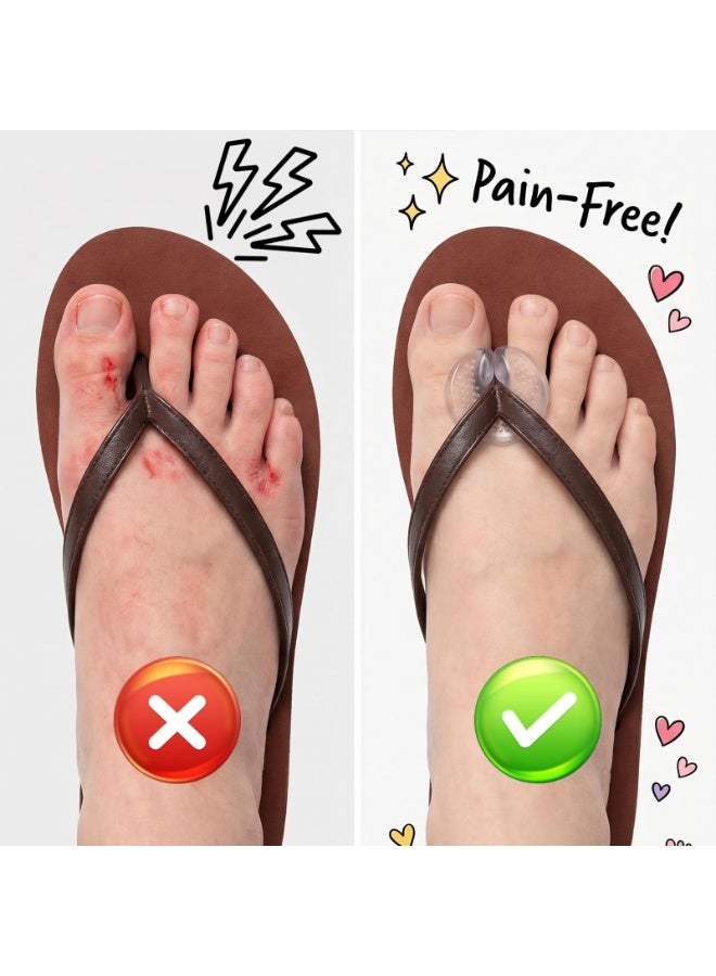 2 Pairs Clear Silicone Thong Sandal Toe Protectors, Gel Flip-Flop Cushions for Pain Relief - Image 3