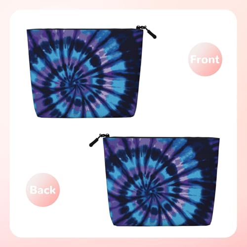 MINIOZE Tie Dye Blue Purple Makeup Bag Travel Cosmetic Bag Organizer Toiletry Bag Make Up Bags For Women Girls Large Light - Image 3