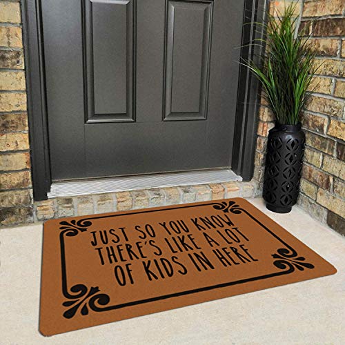 Assaoy Front Door Mat Outside Entrance,Just So You Know There's Like A Lot of Kids in Here Funny Doormats,Entrance Floor Front Mat Indoor//Kitchen Non-Slip Durable Patio Home 23.6 x15.7 in - Image 3