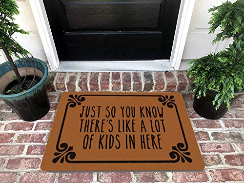 Assaoy Front Door Mat Outside Entrance,Just So You Know There's Like A Lot of Kids in Here Funny Doormats,Entrance Floor Front Mat Indoor//Kitchen Non-Slip Durable Patio Home 23.6 x15.7 in - Image 2
