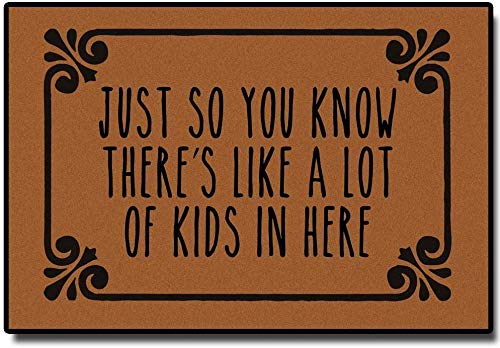 Assaoy Front Door Mat Outside Entrance,Just So You Know There's Like A Lot of Kids in Here Funny Doormats,Entrance Floor Front Mat Indoor//Kitchen Non-Slip Durable Patio Home 23.6 x15.7 in - Image 1