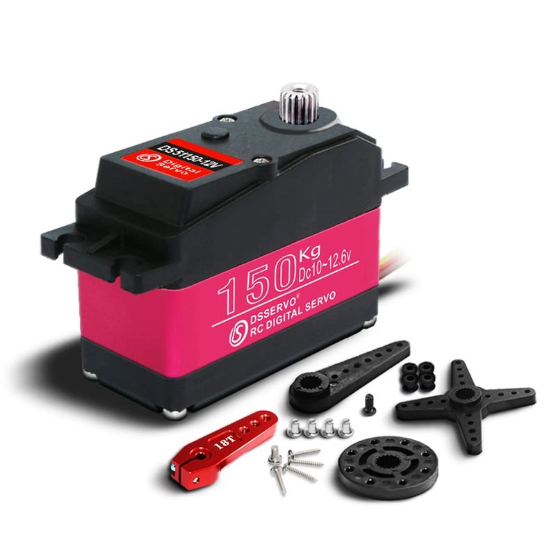 ANNIMOS 150kg High Torque RC Steering Servo Motor 10V126V HV 18T Digital Metal Gear Waterproof for 15 Large Scale Cars 270 Degree - Image 3