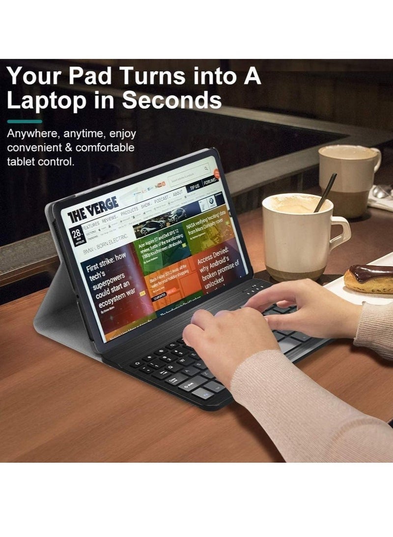 Raxoom Keyboard Case Compatible with Galaxy Tab S6 Lite 2020, PU Tablet Cover Shell Case with Removable Wireless Keyboard Fit Samsung Galaxy Tab S6 Lite 10.4 2020 SM-P610/P615, Black - Image 4