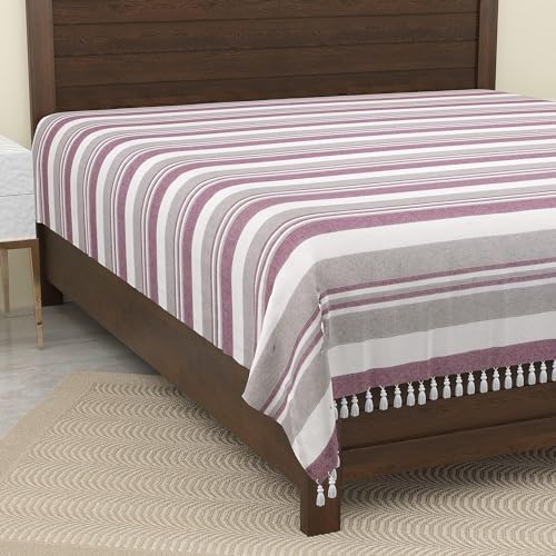 Värde Kerala Double Bedsheet Without Pillow Cover | Handloom Cotton Bedsheets for Double Bed | Size 100x108 Inches, 8.3x9 Feet | King Size (Pink Swan) - Image 2