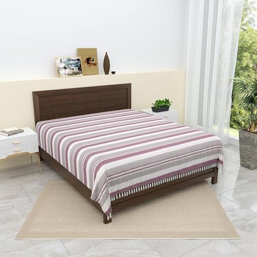 Värde Kerala Double Bedsheet Without Pillow Cover | Handloom Cotton Bedsheets for Double Bed | Size 100x108 Inches, 8.3x9 Feet | King Size (Pink Swan) - Image 1