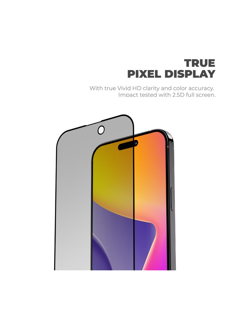 blupebble iPhone 16 Plus Privacy Screen Protector 6.7 inch 2.5D with Applicator Easy Installation Graphene Rock Series Tempered Glass, Scratch Resistant, Anti-Fingerprint, Bubble Free, Case Friendly, 9H Tempered Glass Film - Image 4