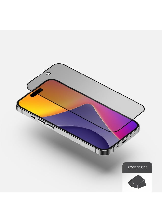 blupebble iPhone 16 Plus Privacy Screen Protector 6.7 inch 2.5D with Applicator Easy Installation Graphene Rock Series Tempered Glass, Scratch Resistant, Anti-Fingerprint, Bubble Free, Case Friendly, 9H Tempered Glass Film - Image 5