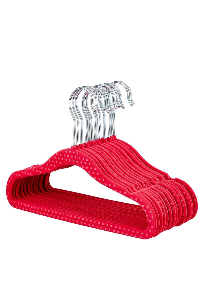 Rightsure Rightsure Baby Clothes Hangers, Kids Velvet Hangers, Baby Toddler Kids Hangers With Swivel 360 Hook, Notched Shoulder Design For Children Clothes, Sturdy&Durable Clothes Hangers (Red, 30pcs)  - Image 1