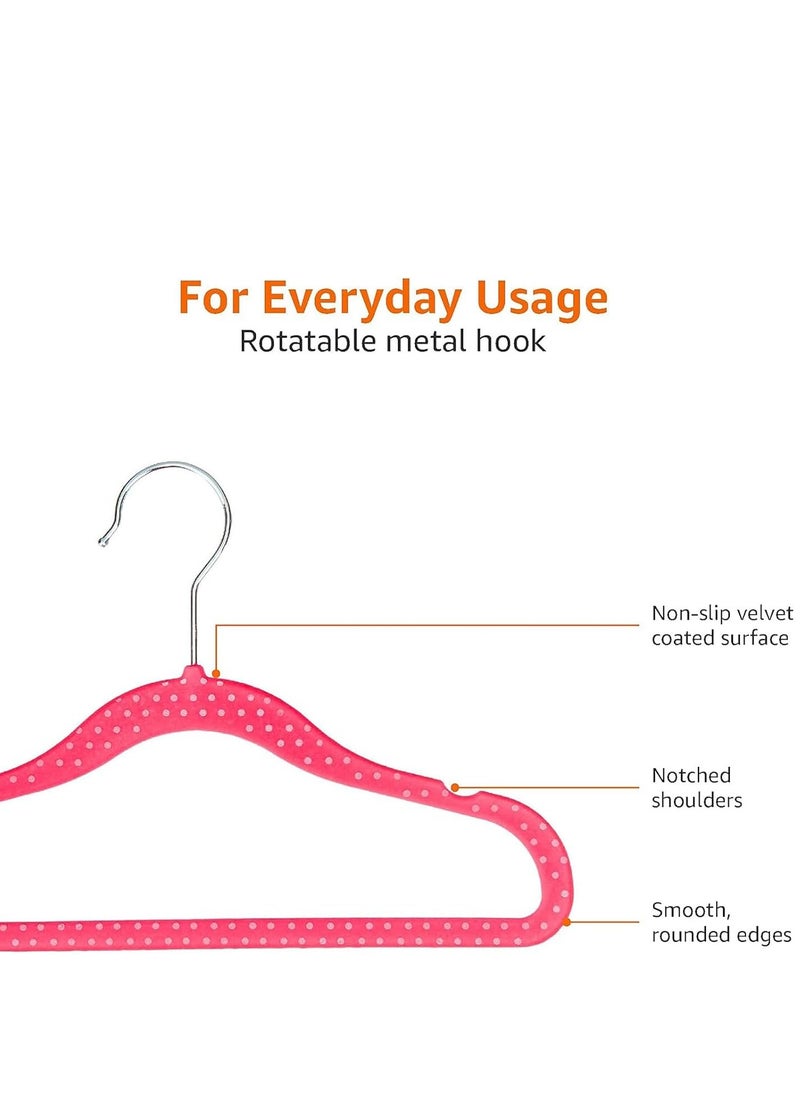 Rightsure Rightsure Baby Clothes Hangers, Kids Velvet Hangers, Baby Toddler Kids Hangers With Swivel 360 Hook, Notched Shoulder Design For Children Clothes, Sturdy&Durable Clothes Hangers (Red, 30pcs)  - Image 3