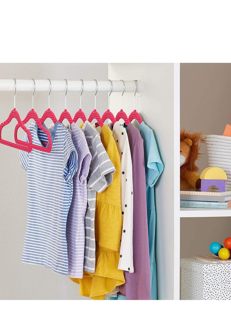 Rightsure Rightsure Baby Clothes Hangers, Kids Velvet Hangers, Baby Toddler Kids Hangers With Swivel 360 Hook, Notched Shoulder Design For Children Clothes, Sturdy&Durable Clothes Hangers (Red, 30pcs)  - Image 5