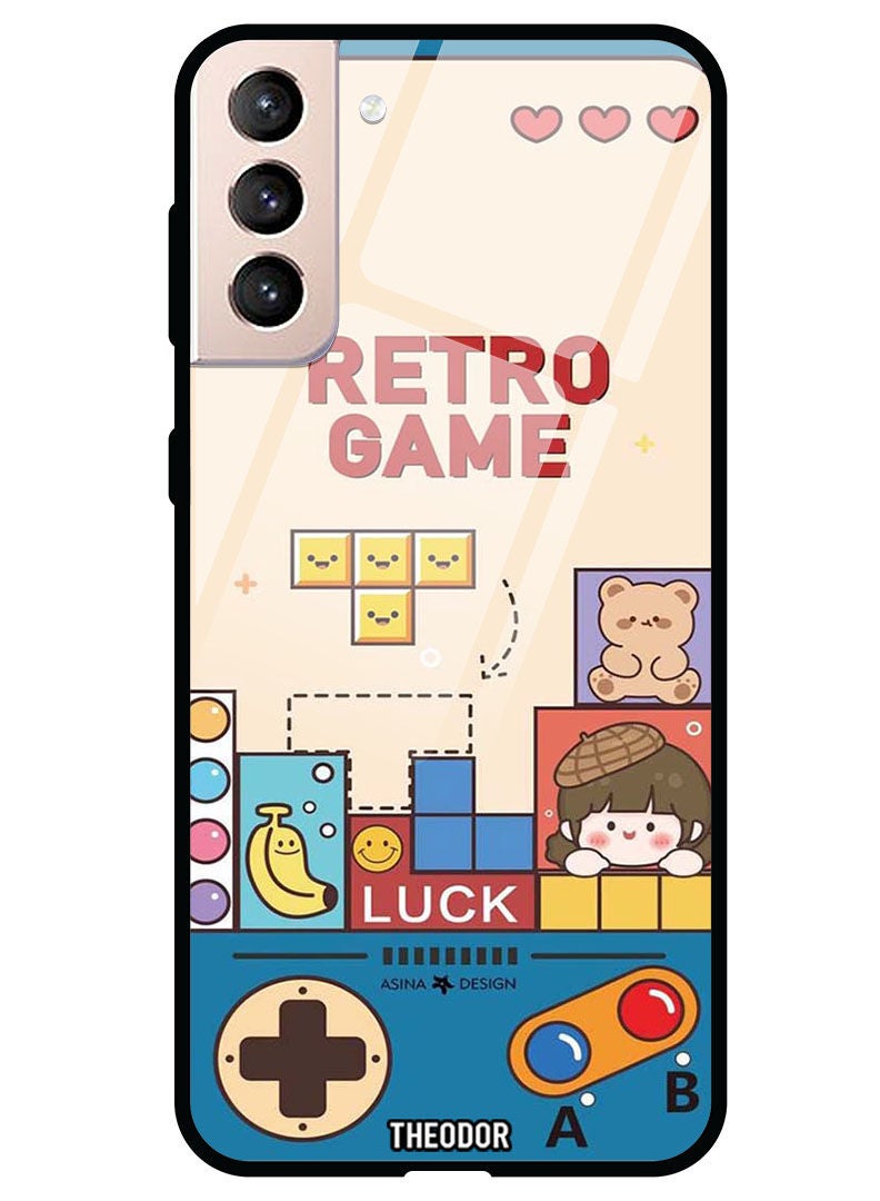 Theodor Protective Tempered Glass Case Cover Samsung Galaxy S21  Retro Games - Image 1