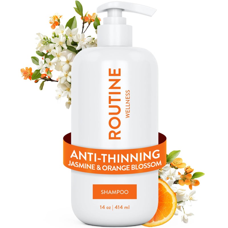 Routine Wellness Anti-Thinning Shampoo for Thinning Hair - Biotin DHT Blocker Women & Men - Color Safe Shampoo for Hair Loss & Healthy Hair - Jasmine & Orange Blossom - 14oz - Image 1
