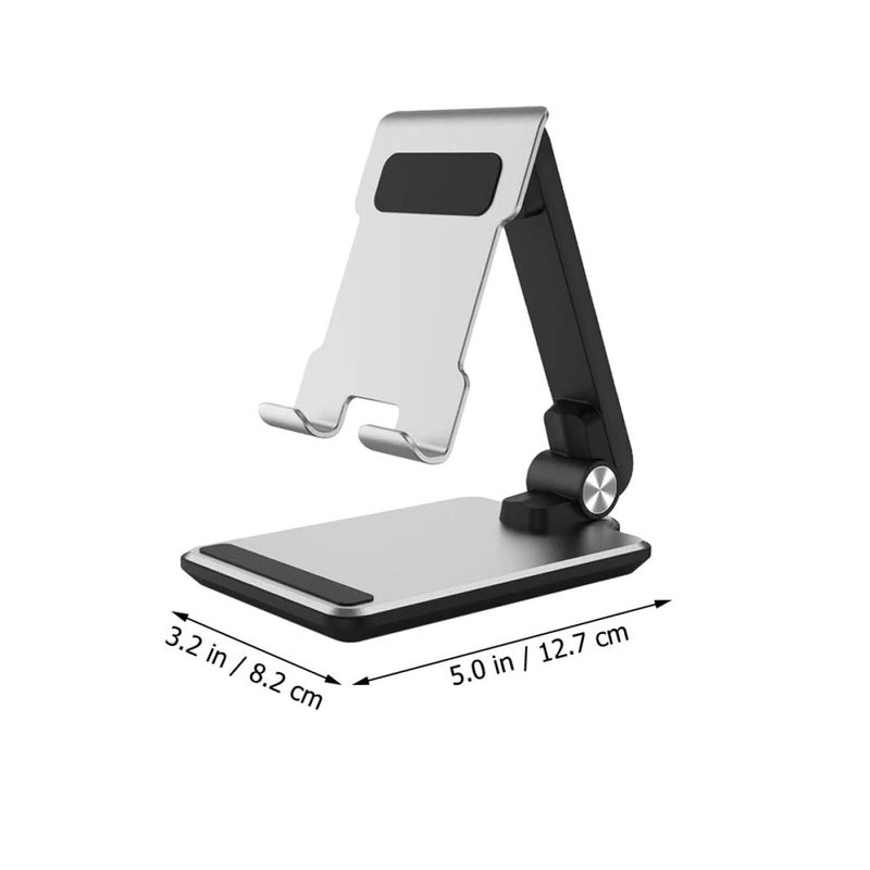Aluminum Alloy Foldable Phone Tablet Stand Desktop Holder For Live Streaming Silver - Image 3