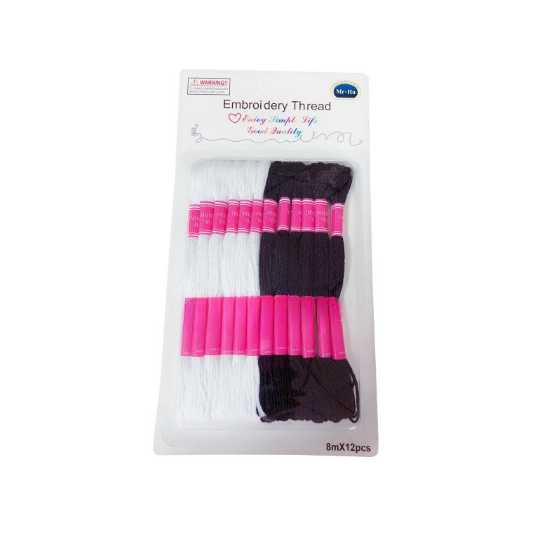 DMC Embroidery Floss Organizer, 50-100 Color Set, Eco Cotton 8m, 12 Card PackCross stitch 12 black and white (suction card) Cross stitch 12 black and white (suction card) 