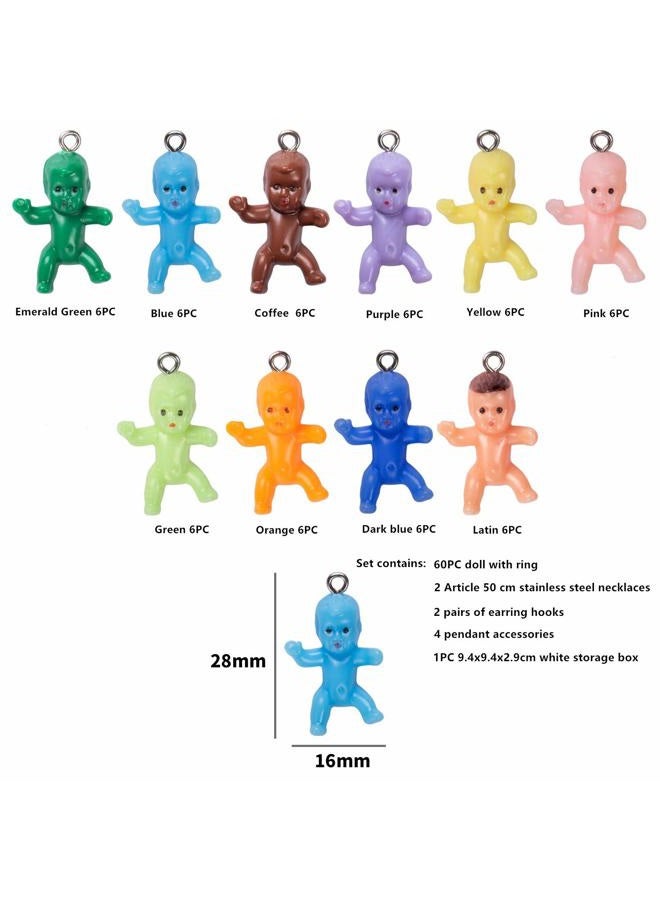 XINHUIDALSQ DIY jewelry necklace supplies colored plastic doll charm pendant resin baby keychain personalized earrings 60 pieces - Image 2