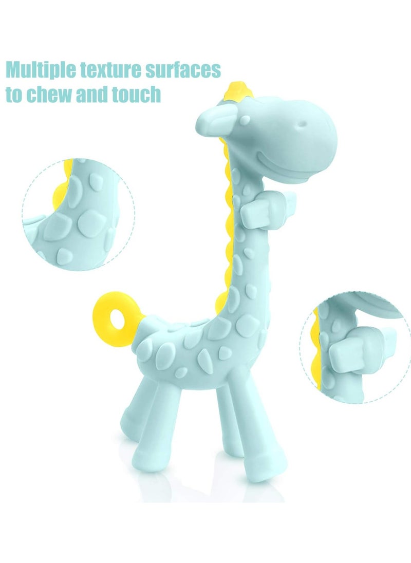 Mr. Penda - 6 Pack Giraffe Baby Teething Toys and Natural Organic Food Feeder,  Pacifier Banana Baby Teether, Chew Toys Fresh Fruit Feeding 2 Teethers and 1 Feeder with 3 Silicone Sacs (Blue Yellow) - Image 1