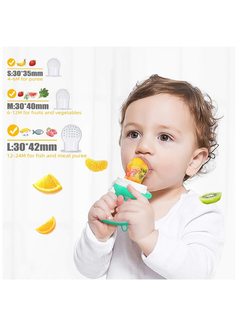 Mr. Penda - 6 Pack Giraffe Baby Teething Toys and Natural Organic Food Feeder,  Pacifier Banana Baby Teether, Chew Toys Fresh Fruit Feeding 2 Teethers and 1 Feeder with 3 Silicone Sacs (Blue Yellow) - Image 1