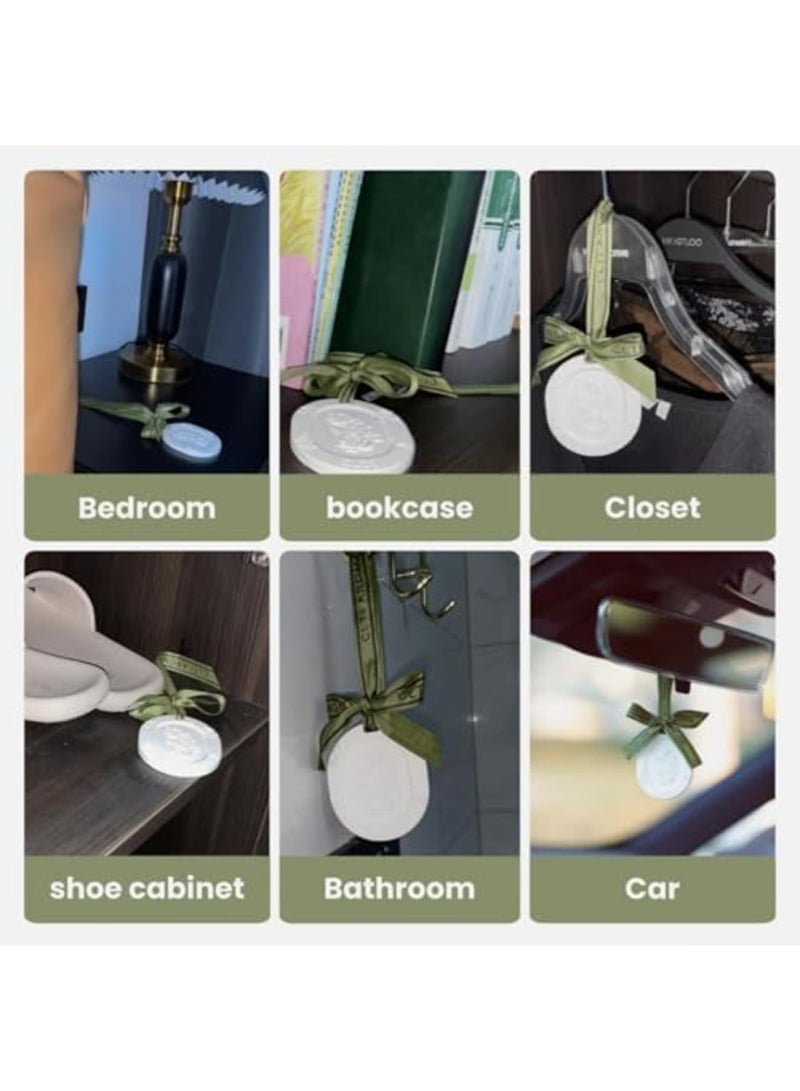 SYOSI 3pcs Porcelain Essential Oil Diffuser Set with Gardenia Scent, Non-Electric and Battery-Free, Ideal for Armoire, Car, Bathroom, Improves Sleep and Relieves Stress, Perfect for Home and Travel Use - Image 3