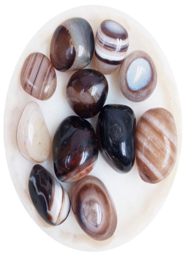 eshoppee 100 gm 100% Natural Sulemani Akik hakik Tumbled Stone Crystal Healing Gemstone for Remove Evils and for Protection and Power Decorative Showpiece - 2 cm (Stoneware, Black) - Image 1