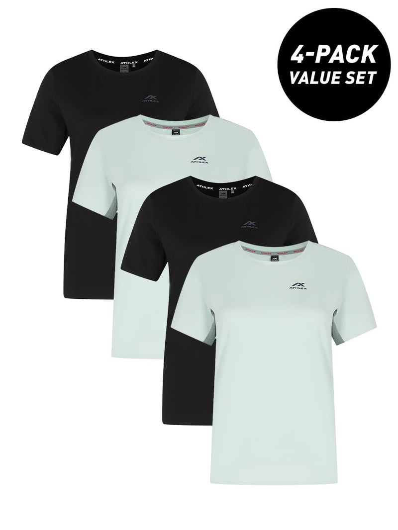 Athlex Women's 4-Pack Pulse Running T-Shirts – ATDRY Moisture-Wicking, Reflective Print, Taped Seams & Lightweight Comfort - Image 2