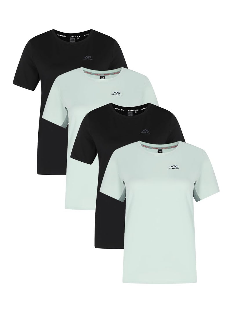 Athlex Women's 4-Pack Pulse Running T-Shirts – ATDRY Moisture-Wicking, Reflective Print, Taped Seams & Lightweight Comfort - Image 1