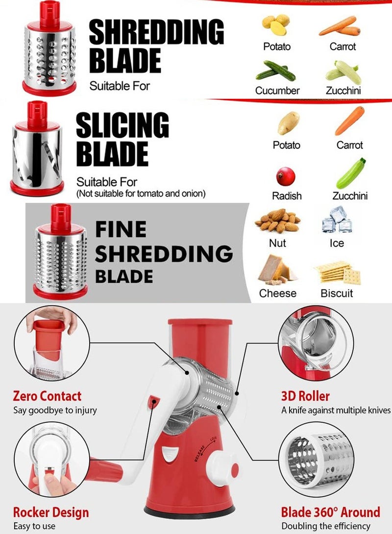 ISHWAZ All in One Slicer Shredder Grater Grinder Mincer, Conveniently and Quickly Slice, Dice, Chop or Shred Your Vegetables, Meat, Nuts, Fruits, High Quality Vegetable Chopper With 3 Interchangeable Blades  - Image 2