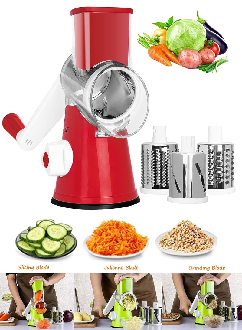 ISHWAZ All in One Slicer Shredder Grater Grinder Mincer, Conveniently and Quickly Slice, Dice, Chop or Shred Your Vegetables, Meat, Nuts, Fruits, High Quality Vegetable Chopper With 3 Interchangeable Blades  - Image 1