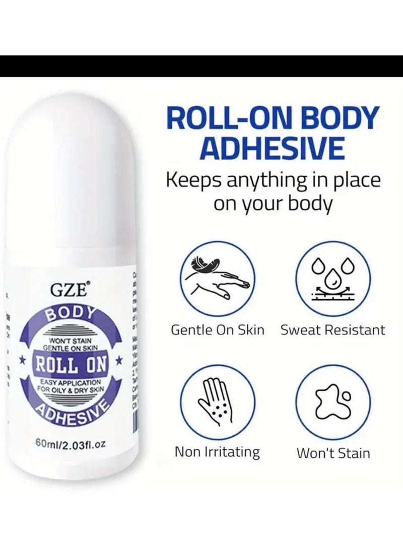 GZE Liquid Roll on Anti-Slip Glue, Roll on Body Adhesive, Invisible Low Collar Strap Fixing Tapes, Clear Tape Adhesive for Clothes & Skin, Sweat Proof & Easily Washable, for Sock, Dresses  - Image 4