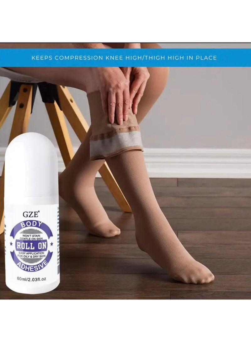 GZE Liquid Roll on Anti-Slip Glue, Roll on Body Adhesive, Invisible Low Collar Strap Fixing Tapes, Clear Tape Adhesive for Clothes & Skin, Sweat Proof & Easily Washable, for Sock, Dresses  - Image 2