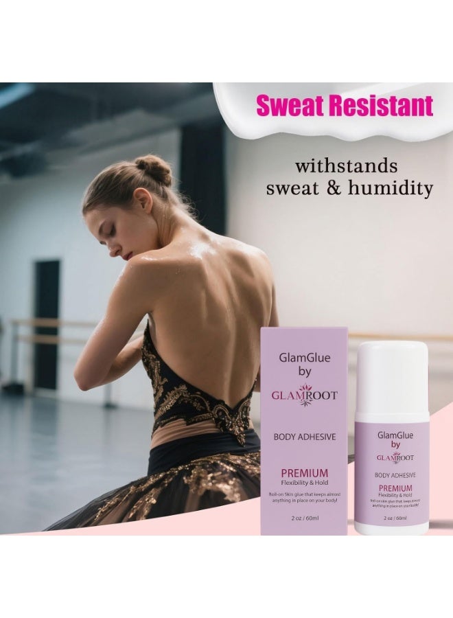 Glamroot Liquid Roll on Anti-Slip Glue, Roll on Body Adhesive, Invisible Low Collar Strap Fixing Tapes, Clear Tape Adhesive for Clothes & Skin, Sweat Proof & Easily Washable, for Sock, Dresses - Image 3