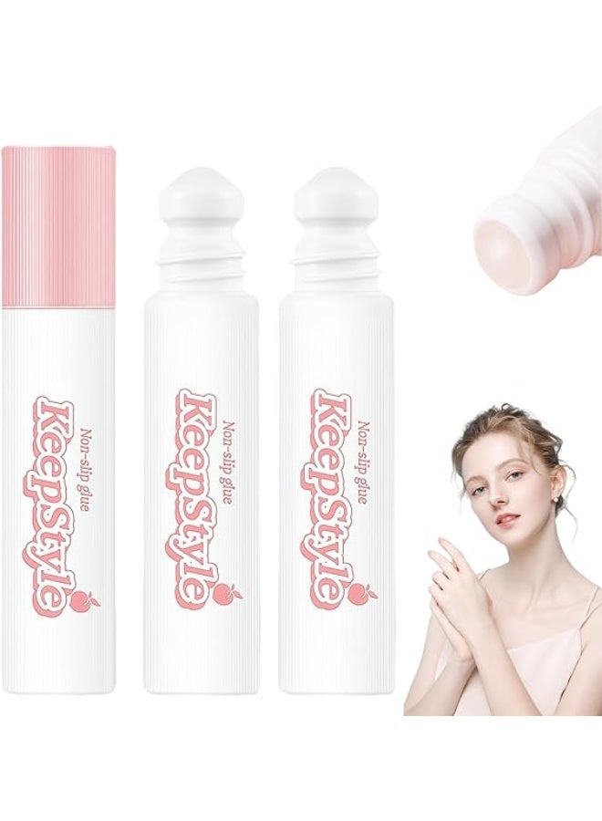 3 Piece Liquid Roll on Anti-Slip Glue Roll on Body Adhesive, Invisible Low Collar Strap Fixing Tapes, Clear Tape Adhesive for Clothes & Skin, Sweat Proof & Easily Washable, for Sock, Dresses - Image 1