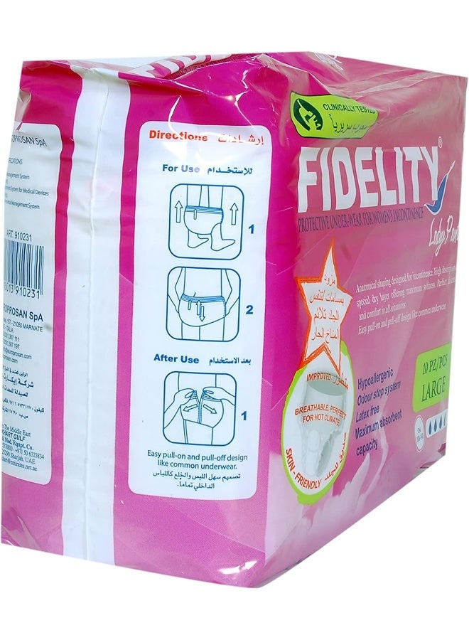 FIDELITY Lady Pants Large Absorbent Female Briefs - 10 Units - Image 3