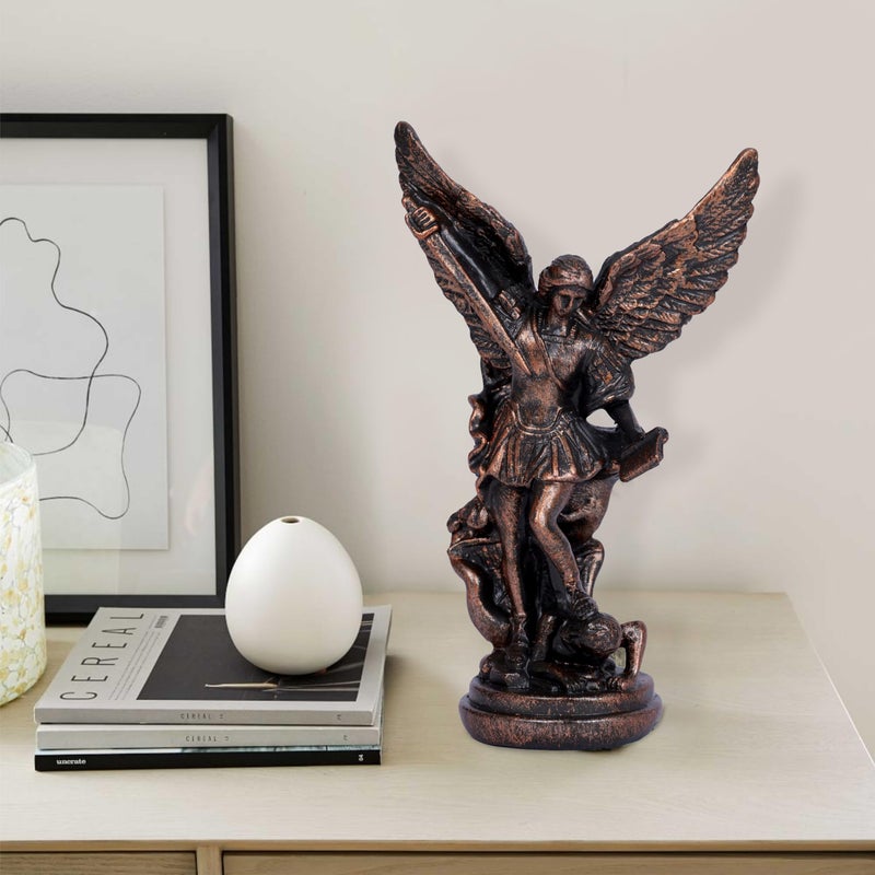 Dlfghos San Miguel Arcangel Statue St. Michael Statue 5.2in Small Saint Michael Statue Bronze St Michael The Archangel Statue Archangel Michael Statue Collection Christian Catholic Figurines Angel Sculpture - Image 2
