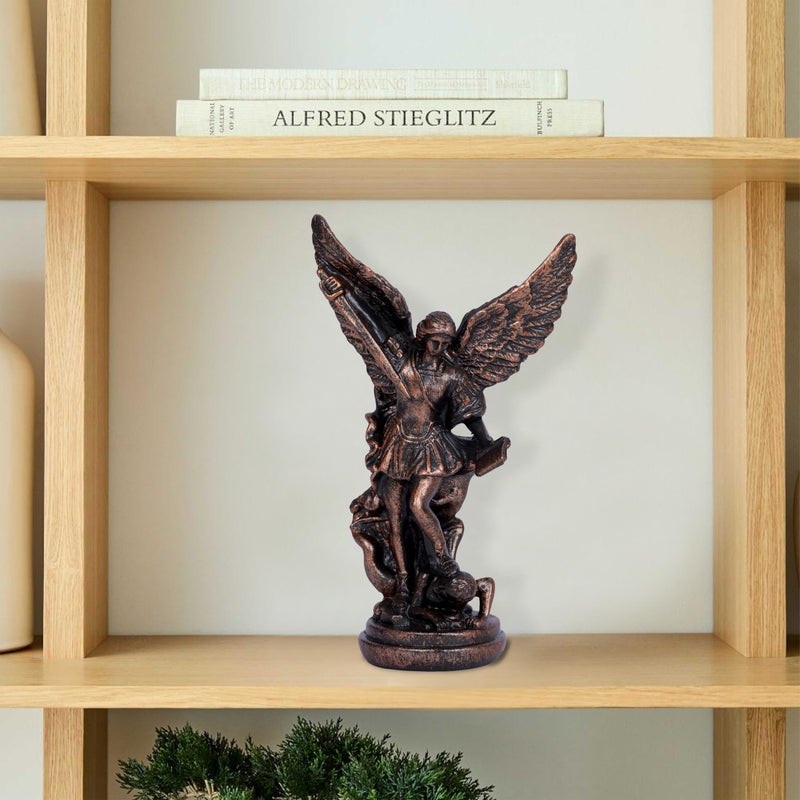 Dlfghos San Miguel Arcangel Statue St. Michael Statue 5.2in Small Saint Michael Statue Bronze St Michael The Archangel Statue Archangel Michael Statue Collection Christian Catholic Figurines Angel Sculpture - Image 3