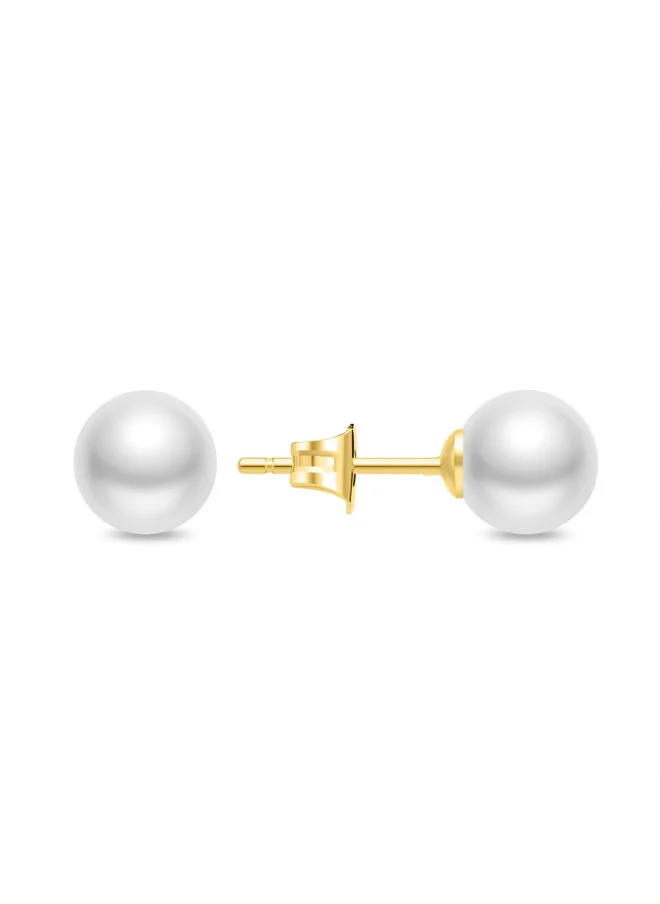 POLICE Opaline Gold-Plated Stud Earrings Lustrous White Pearl for Elegant Style