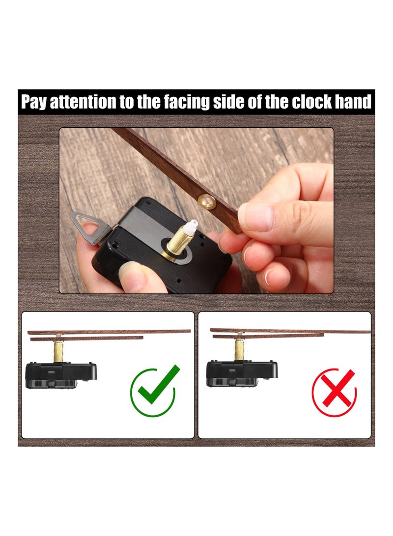 4 PCS Quartz Clock Movement Mechanism with 4 Walnut Wood Clock Hands, Ideal for DIY Clock Repair and Replacement Parts (Fits 12 Inch Clock, 13 mm)  - Image 3