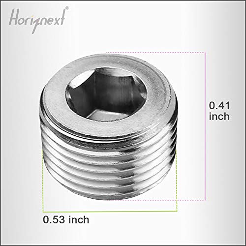horiznext npt 1/4 stainless steel 304 male thread internal hex countersunk pipe plug fitting, adapt tube socket connect water valve boat cap (4 pcs) - Image 2