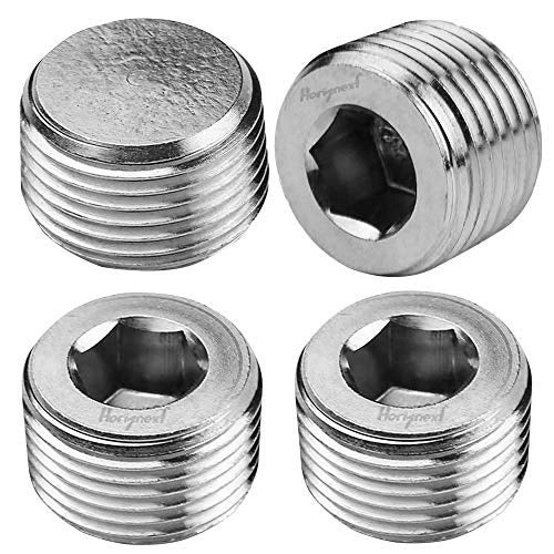 horiznext npt 1/4 stainless steel 304 male thread internal hex countersunk pipe plug fitting, adapt tube socket connect water valve boat cap (4 pcs) - Image 1