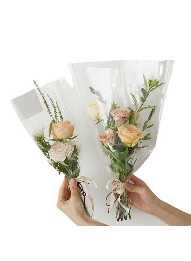 Corkwaw 100 Pcs flower packaging transparent bag,flowers bouquet sleeve transparent cellophane Suitable for flower shop, shopping mall flower packaging (15X8) - Image 2