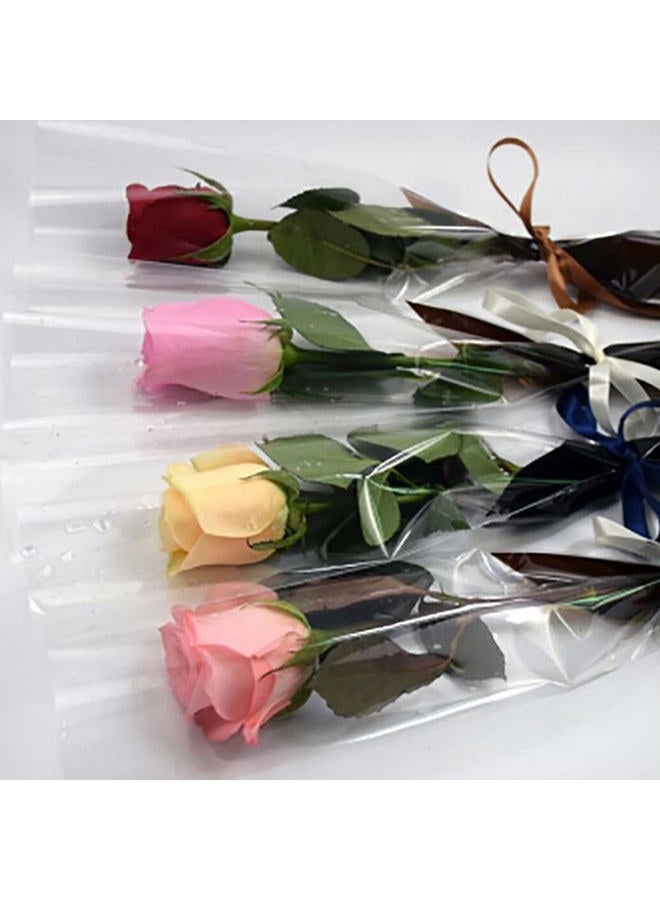 Corkwaw 100 Pcs flower packaging transparent bag,flowers bouquet sleeve transparent cellophane Suitable for flower shop, shopping mall flower packaging (15X8) - Image 3