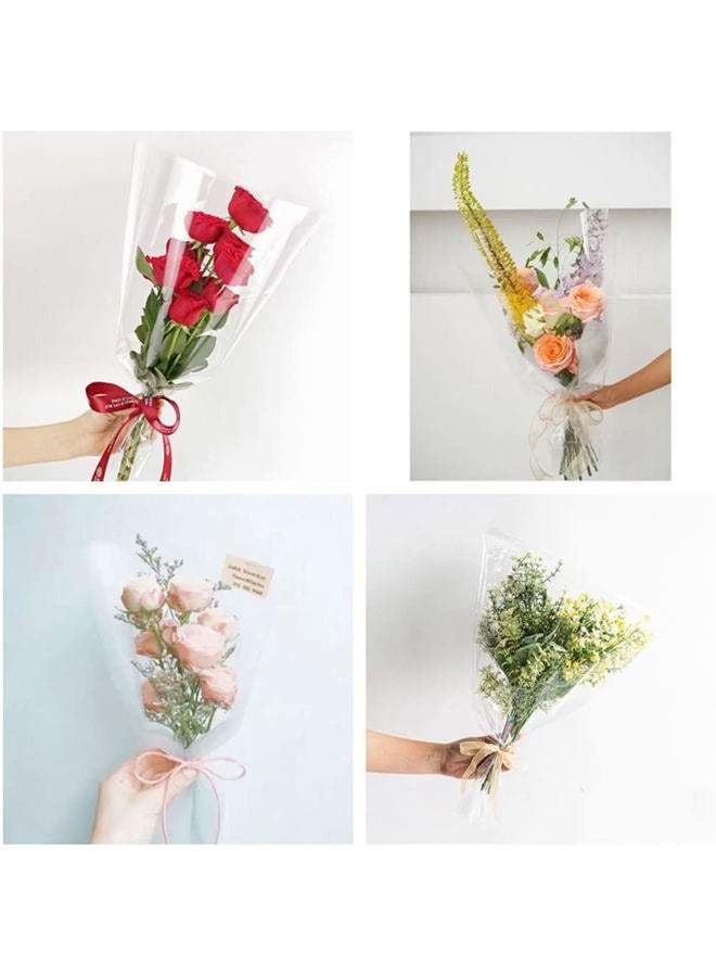 Corkwaw 100 Pcs flower packaging transparent bag,flowers bouquet sleeve transparent cellophane Suitable for flower shop, shopping mall flower packaging (15X8) - Image 4