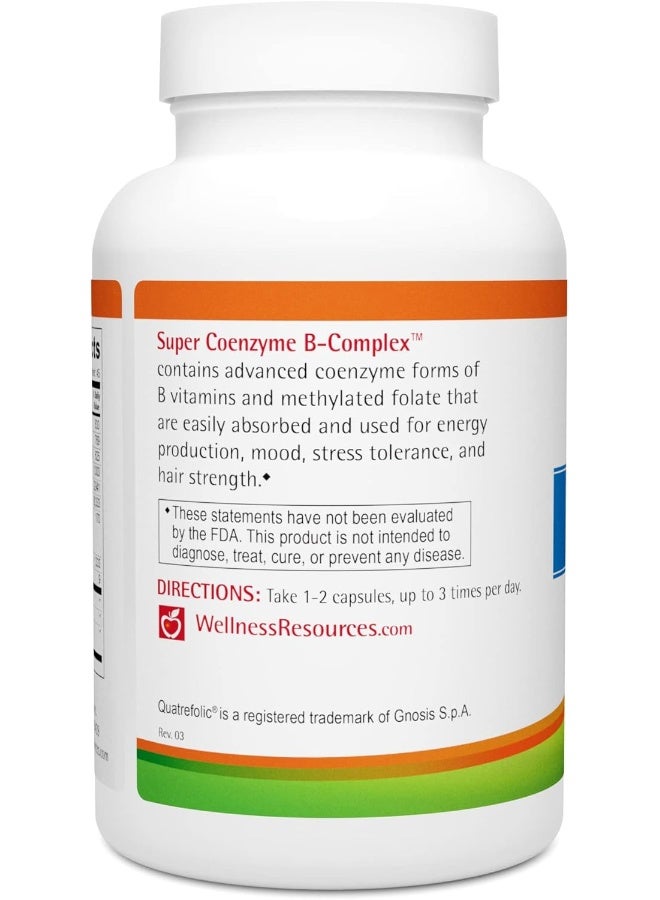 Wellness Resources Super Coenzyme B Complex - 90 Capsules - Vitamin B12, Vitamin B Complex for Hair Growth, Adrenal Support & Stress Relief - Methylated B12, Folate, Biotin, Riboflavin, Thiamine - Image 5
