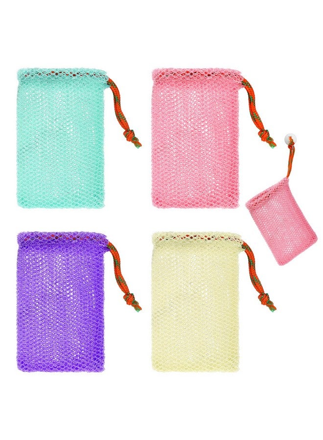 Sliverdew 4 Pack Soap Savers For Bar Soap Exfoliating Net Mesh For Shower Holder Mesh Foaming Bag For Bath And Shower(4 Colors 5.5 X 3.5 In) - Image 1