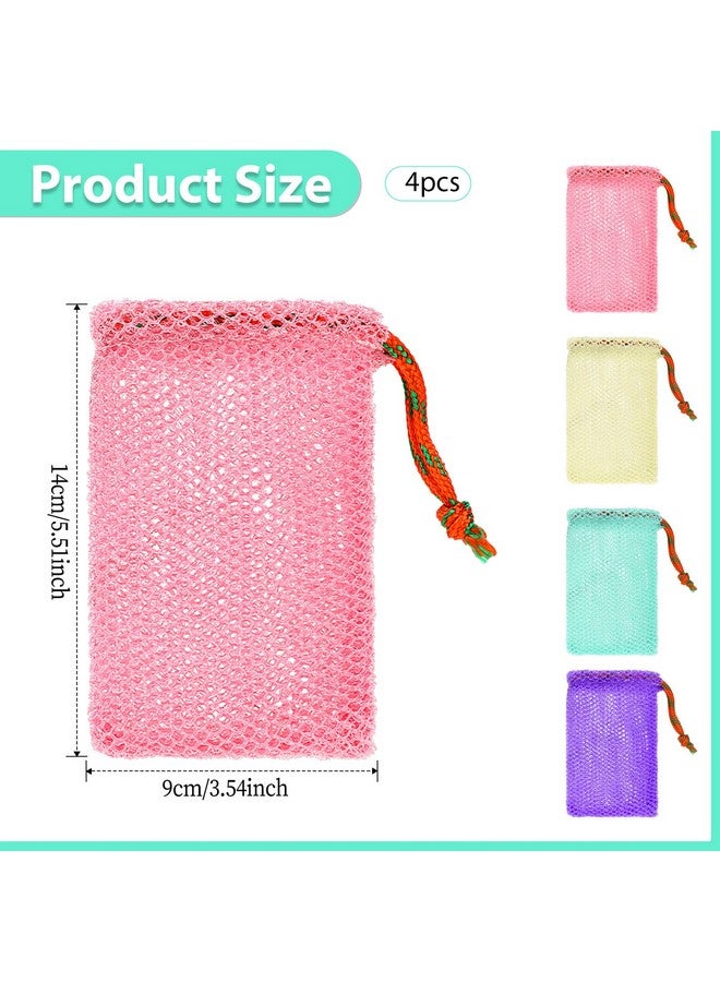 Sliverdew 4 Pack Soap Savers For Bar Soap Exfoliating Net Mesh For Shower Holder Mesh Foaming Bag For Bath And Shower(4 Colors 5.5 X 3.5 In) - Image 2